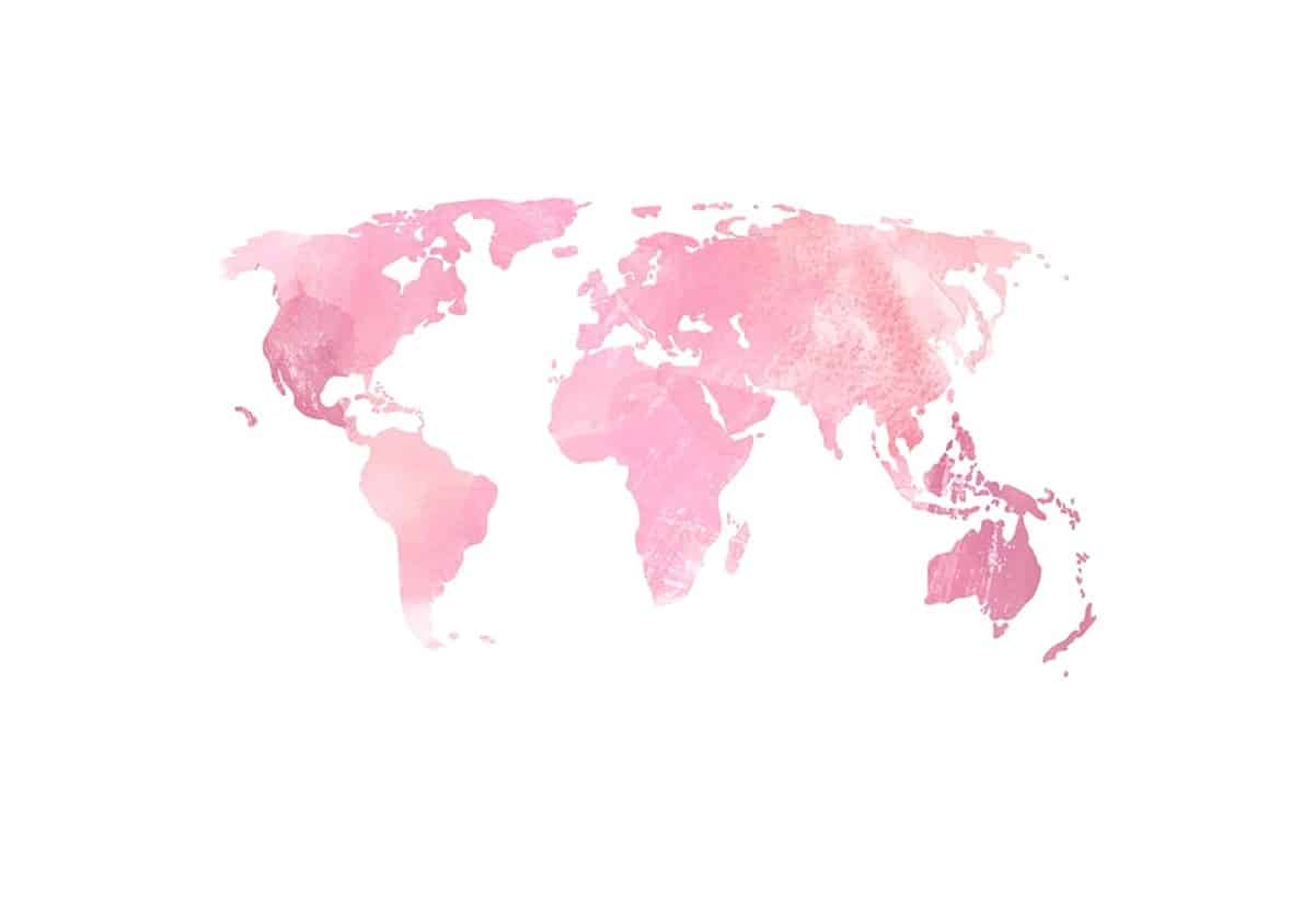 World map, from English to French